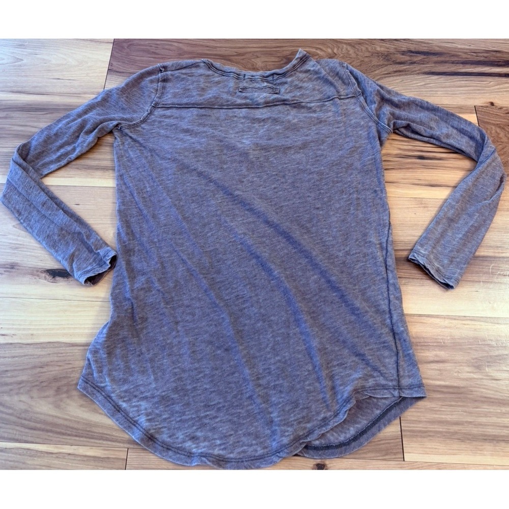 We The Free Free People Grey Slub Knit Long Sleeve Pocket Tee XS Boho Casual - Picture 10 of 10